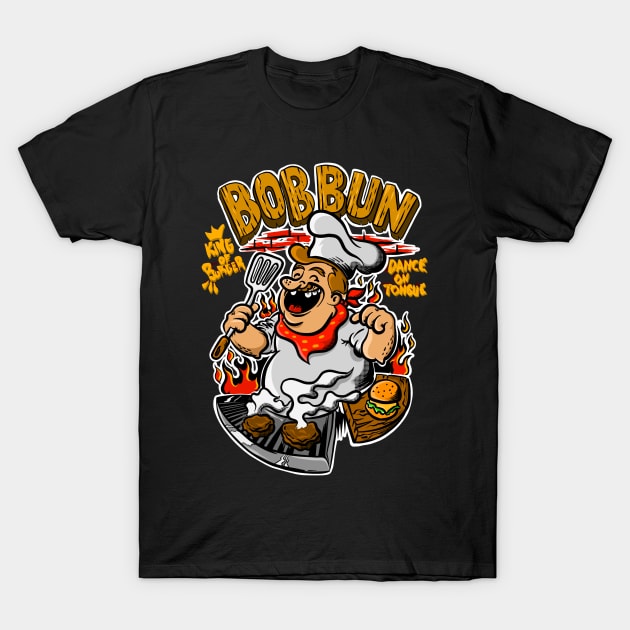 Burger Chef Cartoon Character T-Shirt by Adiftya Permadi